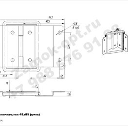 Петля с ограничителем 49х85 (цинк) чертеж