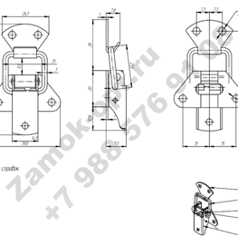 Замок М-323 (цинк) чертеж
