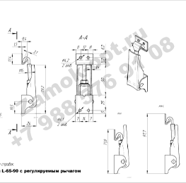 Замок натяжной L-65-90 с регулируемым рычагом (нержавейка) чертеж