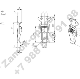 Замок Z-518 (нержавеющая сталь) чертеж